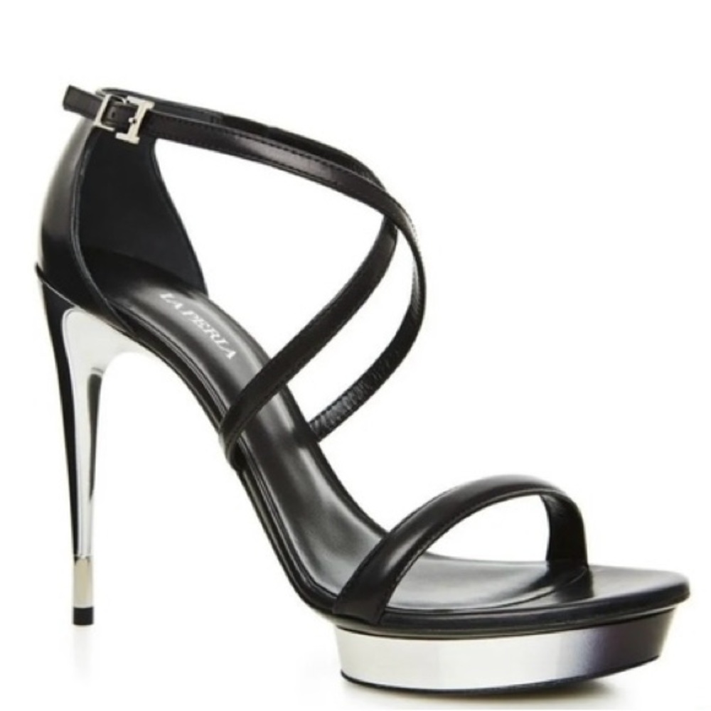 NEW LA PERLA BLACK STILETTO HEELS! SIZE 6, NEW WITH TAGS, BOX AND DUST COVER!